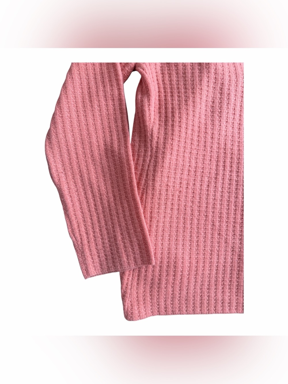 Garnet Hill Womens Pink 100% Cashmere Ribbed Knit Open Front V-Neck Cardigan M - Picture 4 of 7
